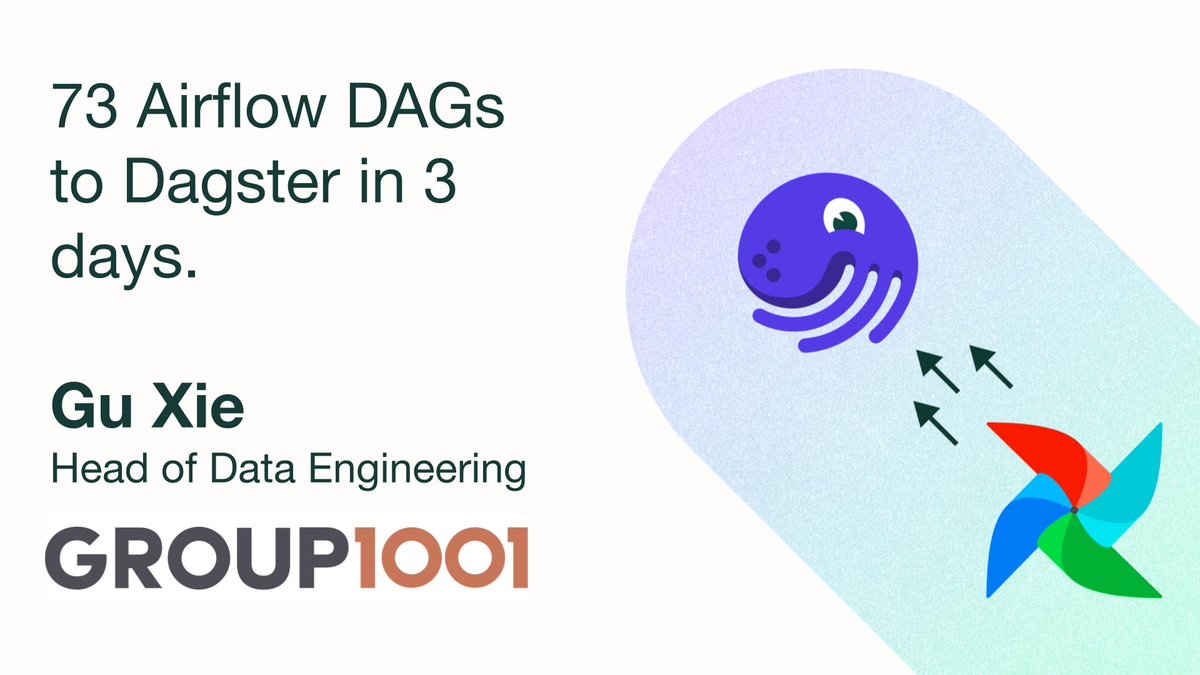 Back to some customer testimonials: Gu Xie from @Group_1001 is sharing how his team of 4 devs migrated 73 @ApacheAirflow DAGs to Dagster in just three days.

Join us!
youtube.com/watch?v=YDO400…