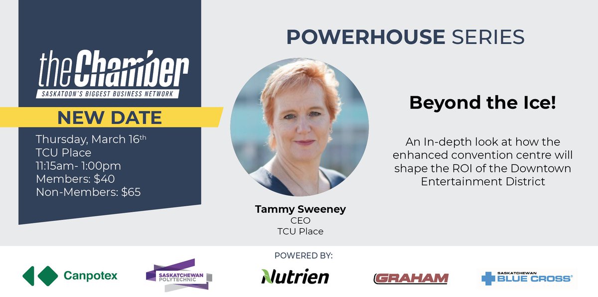 🚨NEW DATE!🚨
Discover how the conference centre fits into the Downtown Entertainment and Events District, learn the features that will bring in MORE business to our community,.
ow.ly/VEqA50MEI7o

<a href="/Canpotex/">Canpotex</a> <a href="/SaskPolytechnic/">SaskPolytechnic</a> <a href="/NutrienLTD/">Nutrien</a> <a href="/GrahamBuilds/">Graham Construction</a> <a href="/SKBlueCross/">Saskatchewan Blue Cross</a> <a href="/tcu_place/">TCU Place</a>