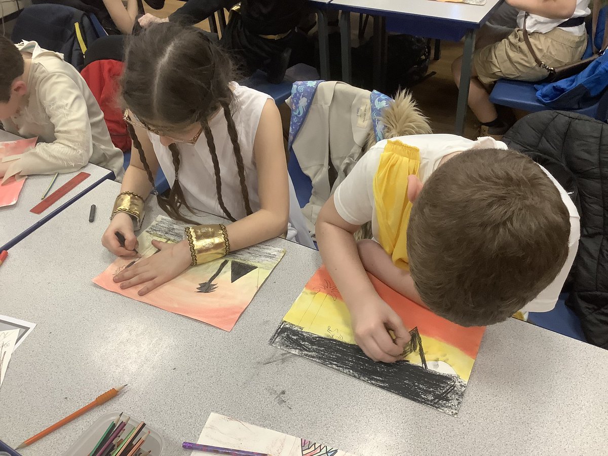 pp_accrington's tweet photo. #Class15 continued with their creativity this afternoon, making a colour wash and silhouette of Egypt. https://t.co/Y5chhRLg15