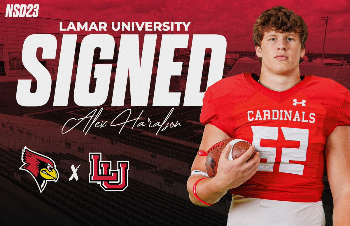 Fort Worth Christian Football (@fwc_cardinalfb) on Twitter photo Congratulations to <a href="/AlexHaralson1/">Alex Haralson</a> for signing to <a href="/LamarFootball/">Lamar University Football</a>! We are so proud of you! Once a Cardinal, always a Cardinal. <a href="/FWCathletics/">FWC Athletics</a> <a href="/FWC_Cardinals/">Fort Worth Christian</a> #gocards #bbcg Congratulations to <a href="/AlexHaralson1/">Alex Haralson</a> for signing to <a href="/LamarFootball/">Lamar University Football</a>! We are so proud of you! Once a Cardinal, always a Cardinal. <a href="/FWCathletics/">FWC Athletics</a> <a href="/FWC_Cardinals/">Fort Worth Christian</a> #gocards #bbcg