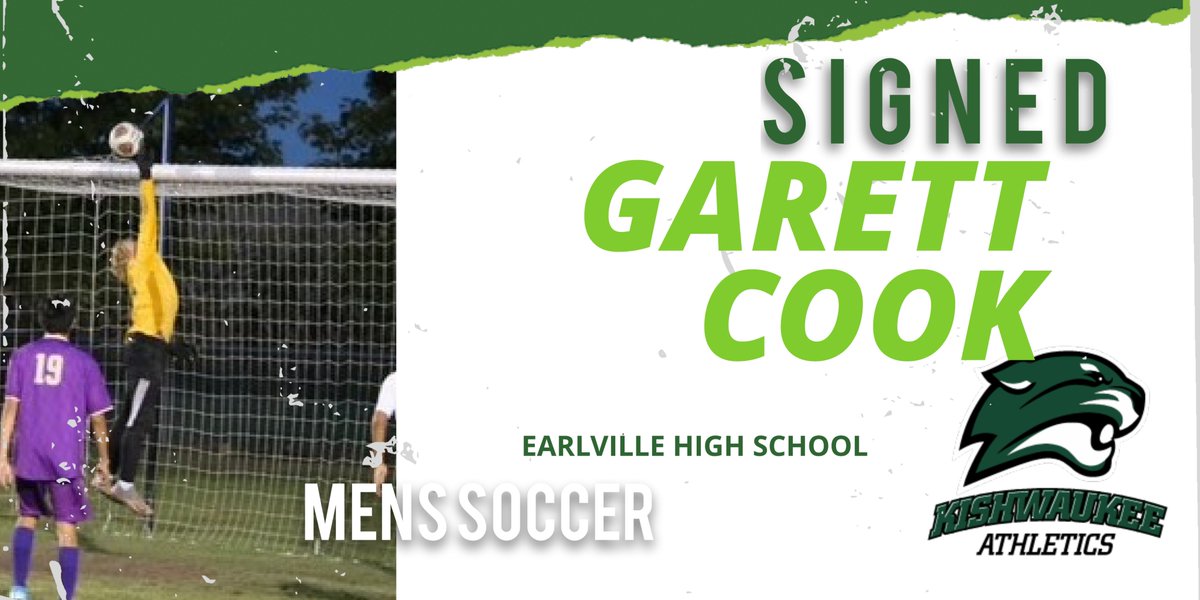 Excited to announce our latest new signee to the Mens Soccer Program and Kougars Family! Welcome Garett Cook, Goalkeeper - Earlville HS 💪#KishFam ⚽️