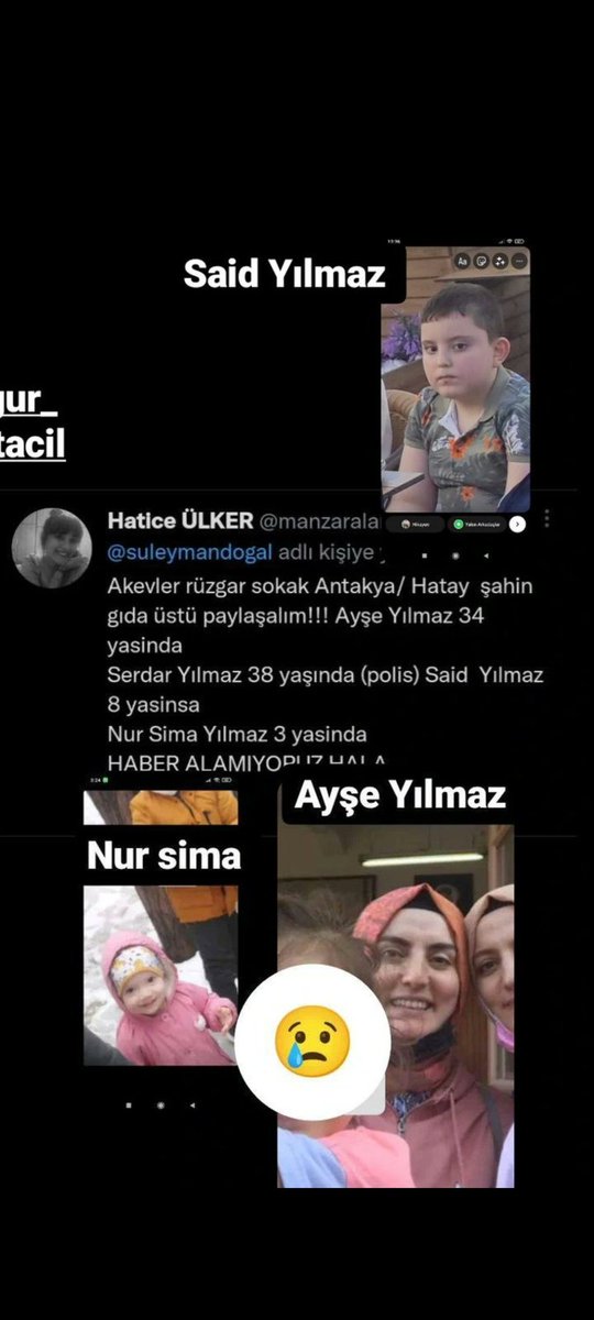 QueenMom_92's tweet photo. Arkadaşımızla ilgili bilgisi olan,duyan varmı? Lütfen bilgi verirmisiniz? @AFADBaskanlik @AFADHatay @ahbap @manzaralarrr https://t.co/tWh02V9evV