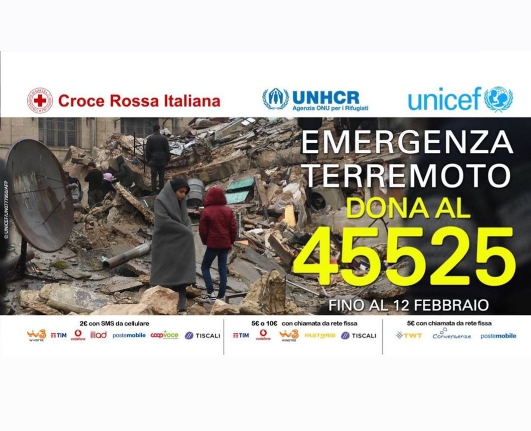 Basta poco, quel poco può fare la differenza.
#UNHCR 4️⃣5️⃣5️⃣2️⃣5️⃣ ☎️
Emergenza terremoto #UNICEF  #CroceRossaItaliana