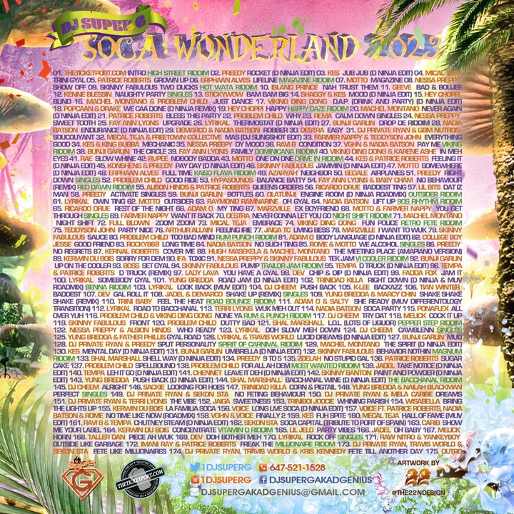 1DJSuperG's tweet photo. SOCA WONDERLAND 2023 
STREAM LINK:  https://t.co/94Pov9uUm0
DOWNLOAD LINK: https://t.co/UuynlX9hQA
#socawonderland2023 #djsuperg #soca #socamusic #trinidadcarnival #caribbeanmusic #socamix #carnivalseason #islandvibes #socalovers #calypso  #socaparty #socafete #carnival2023 https://t.co/uiYDSh8K1B
