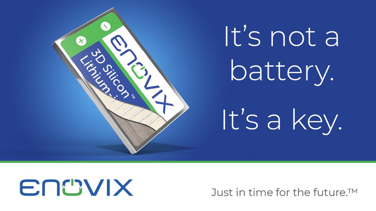 EnovixBatteries's tweet photo. This isn't a battery. It's a key. A key that unlocks the full potential of next-generation mobile technologies. https://t.co/I6Hu0eubmD #BatteryInnovation #JustInTimeForTheFuture https://t.co/MebKw95keY