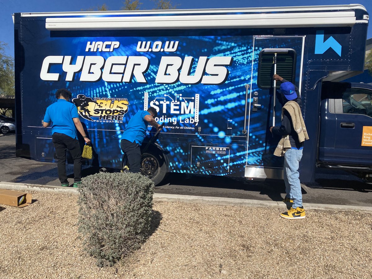 HACP1's tweet photo. The CyberBus crew is preparing for our second site visit with the Pascua Yaqui Tribe Housing Dept. We had an amazing experience yesterday, meeting Tribal Elders, housing staff &amp; these incredible young learners. #ConnectHome. 
https://t.co/Ccamm6x1RV https://t.co/wtbHxArf4O