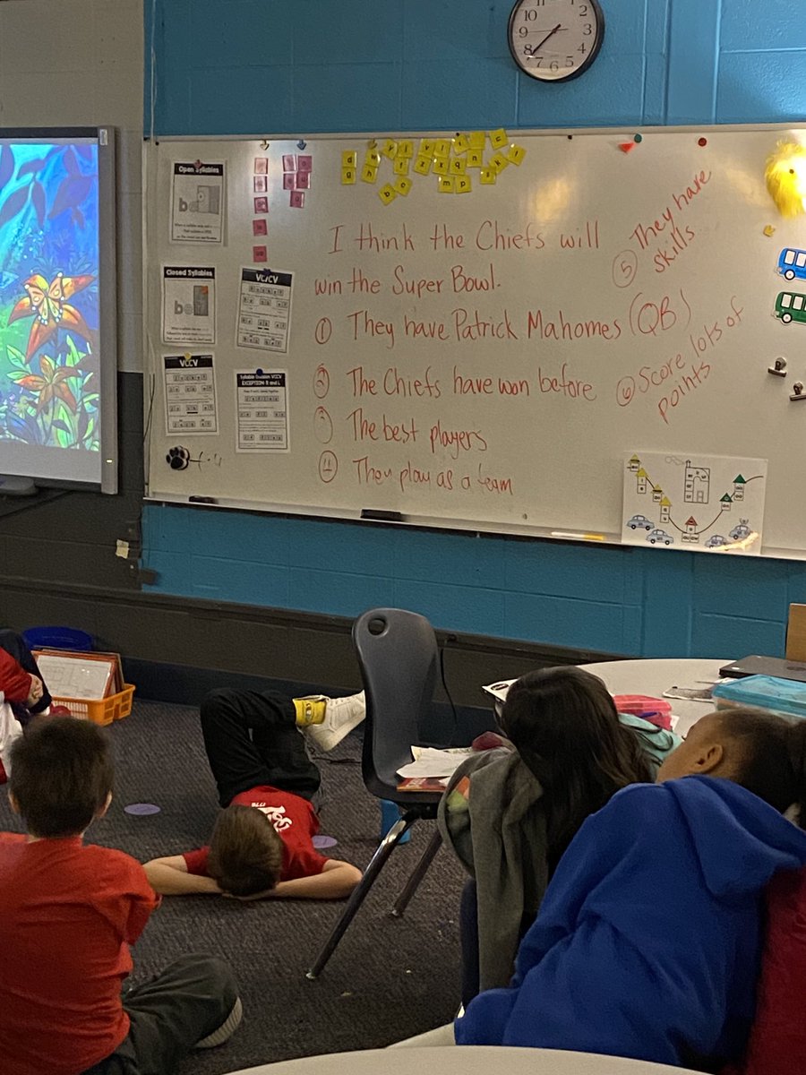 As I make my way around the district today I’m seeing a common theme in writing activities. We all hope the Chiefs win the Super Bowl this weekend. #onedistrictoneteam