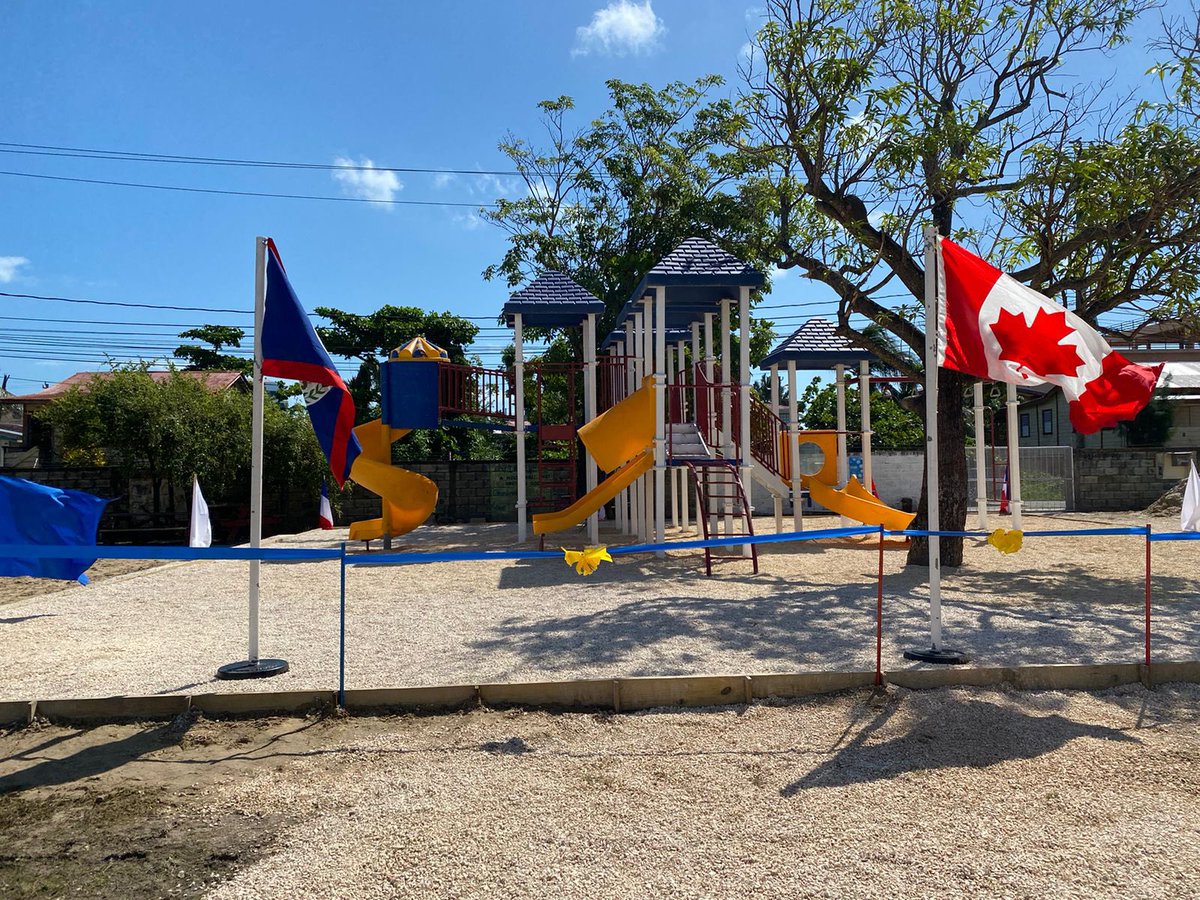 BelizeRotary's tweet photo. Playground at St Joseph’s RC School in Belize City is complete. Thanks to everyone in Canada, the USA and Belize who made it possible  @Rotary4250 @RotaryD5370 @RotaryEdmonton @rotary_edmonton @emmanuelfounder @LWBASF https://t.co/17MzQZrsog