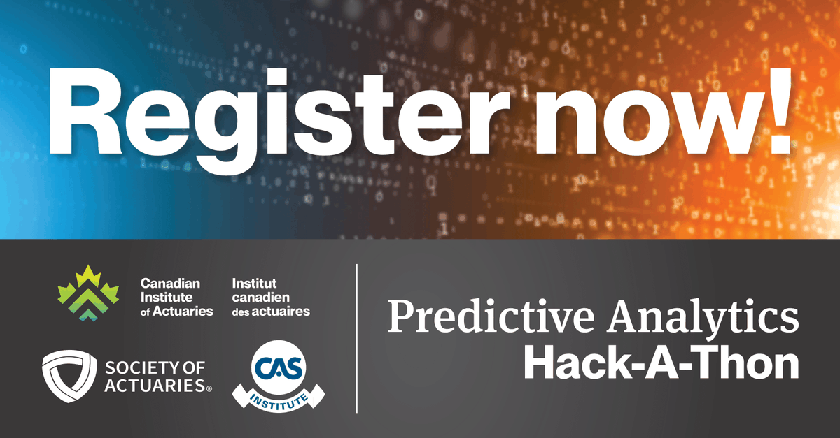 TheCASInstitute's tweet photo. Registration is now OPEN for the 2023 Predictive Analytics Hack-A-Thon with @CIA_ICA_Canada and @SOActuaries! Work with a small team and put your programming skills to the test March 24-26: https://t.co/g7tbjEjUTm https://t.co/O5IzlxKNVG