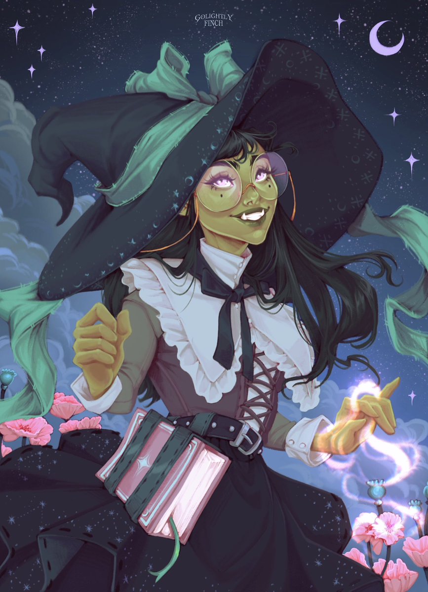 golightlyfinch's tweet photo. Xelia the School of Enchantment Witch! Just a cute half-orc celestial witch for Joshua ✨ https://t.co/kMFC2Ng1uL
