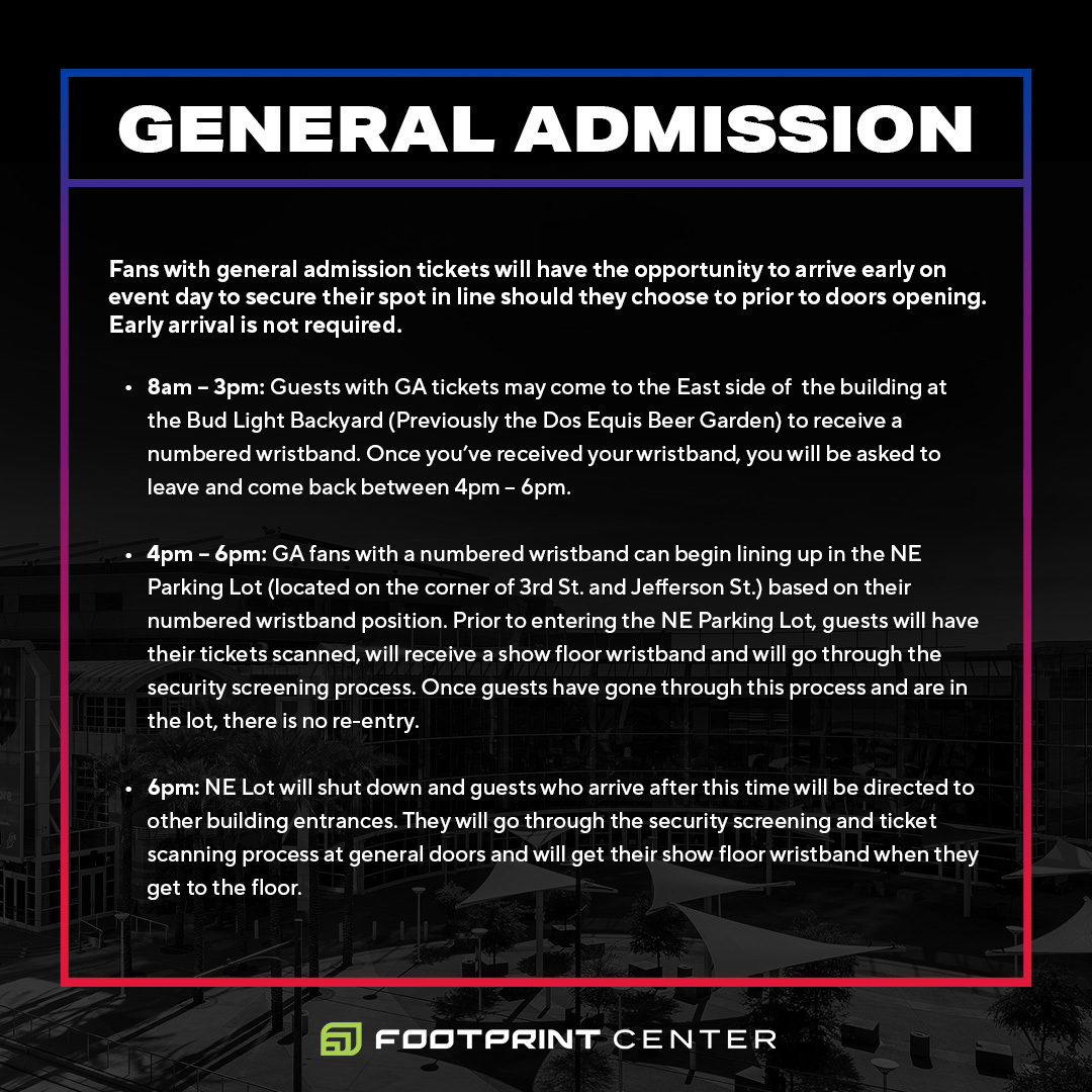 MMCenter_PHX's tweet photo. Secure your spot in the crowd at @SBMusicFest!

If you hold a GA ticket for Thursday or Friday's shows, take a look at some important information regarding general admission setup!

*Please note the timelines below will begin each event day https://t.co/ANjtyESMTV