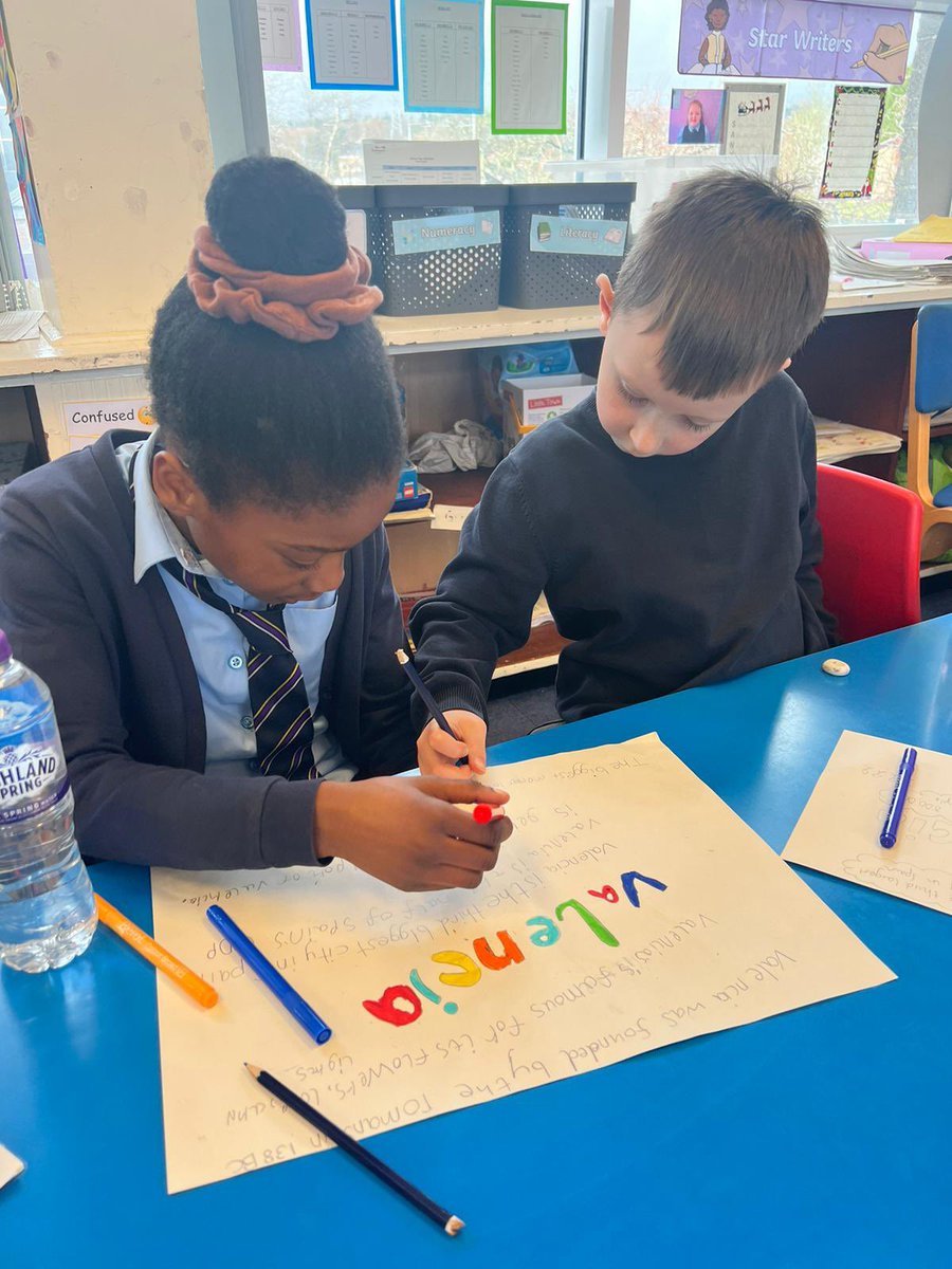 StJosephsWDC's tweet photo. P3 have been learning all about Valencia. Here are some pictures of them doing some research to find facts about the city ☺️ #languagesweek2023 https://t.co/kYk8wBriMR