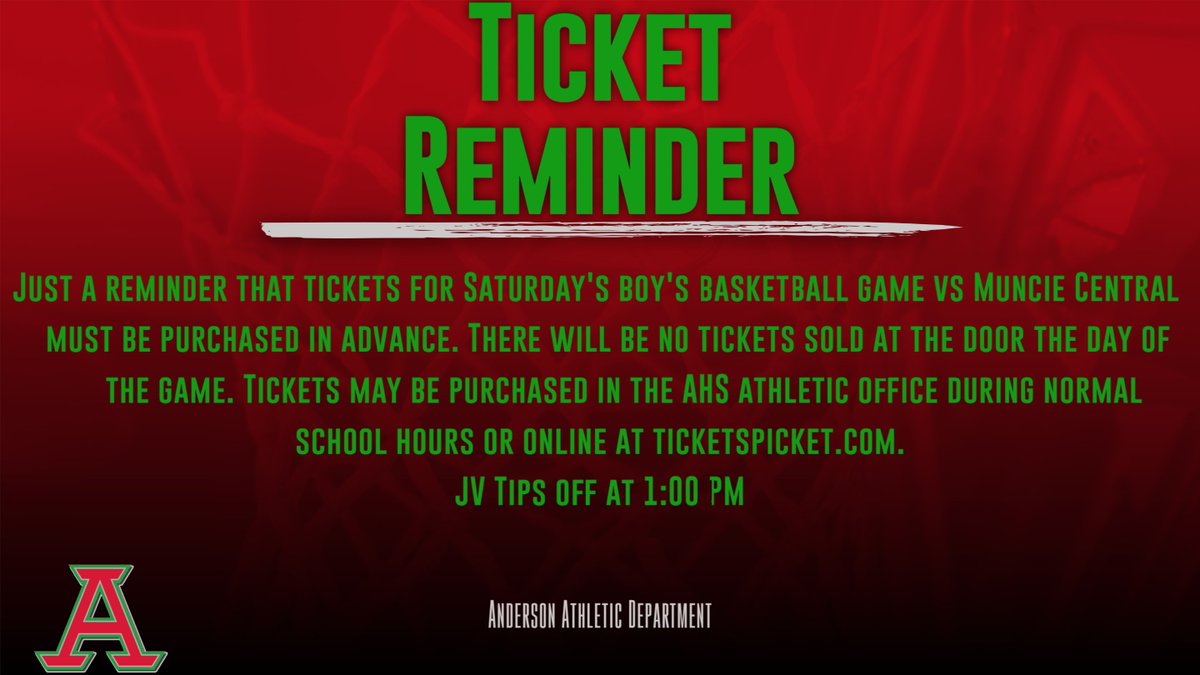 AHS Boys Basketball Ticket Reminder