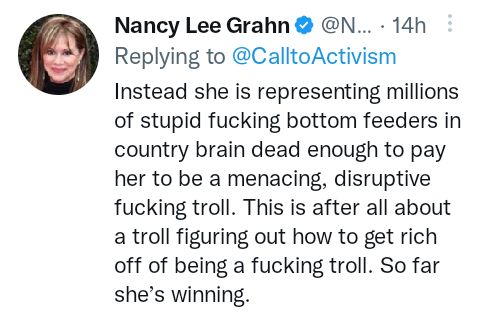 DeplorableErin's tweet photo. @sheilaok32 @GeneralHospital If you aren't Democrat you are a bottom feeder.
#Hateful
#Alienating
#FireNancyLeeGrahn https://t.co/1irgY9lNBL