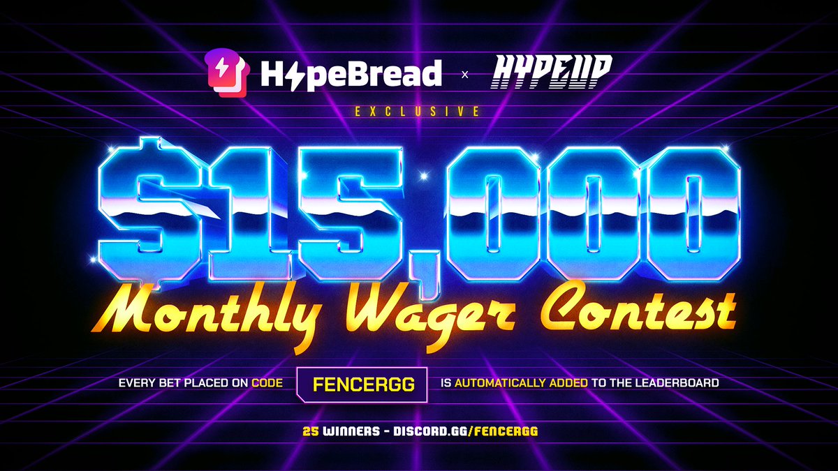 🪐 $15,000 exclusive @Hypeupcom wager competition 🪐

🍞 Every wager on code "fencergg" is automatically added to the leaderboard
🍞 25 winners, $15,000 PER month 
🍞 Sign up and participate instantly: Hypeup.com/r/Fencergg

More info &amp; updates: Discord.gg/Fencergg 🎁