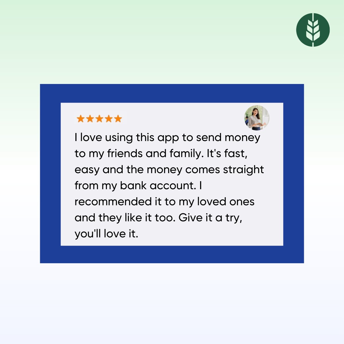 wirebarleyapp's tweet photo. Hear what our customers have to say about our top-rated international money transfer service 👍

#WireBarley #sendmoney #Remittance #fintech #customerreview https://t.co/ME4GuJWUxP