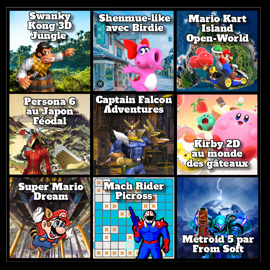 mon bingo pour le Nintendo Direct