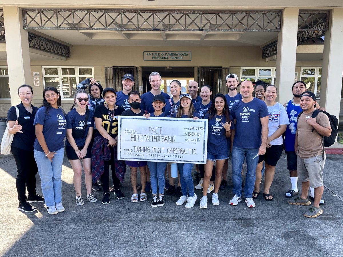 Mahalo to Turning Point Chiropractic for the generous donation and for volunteering at our teen centers in Kalihi and Halawa. Our Community Teen Program provides a safe place for over 300 teens per year to learn and grow.