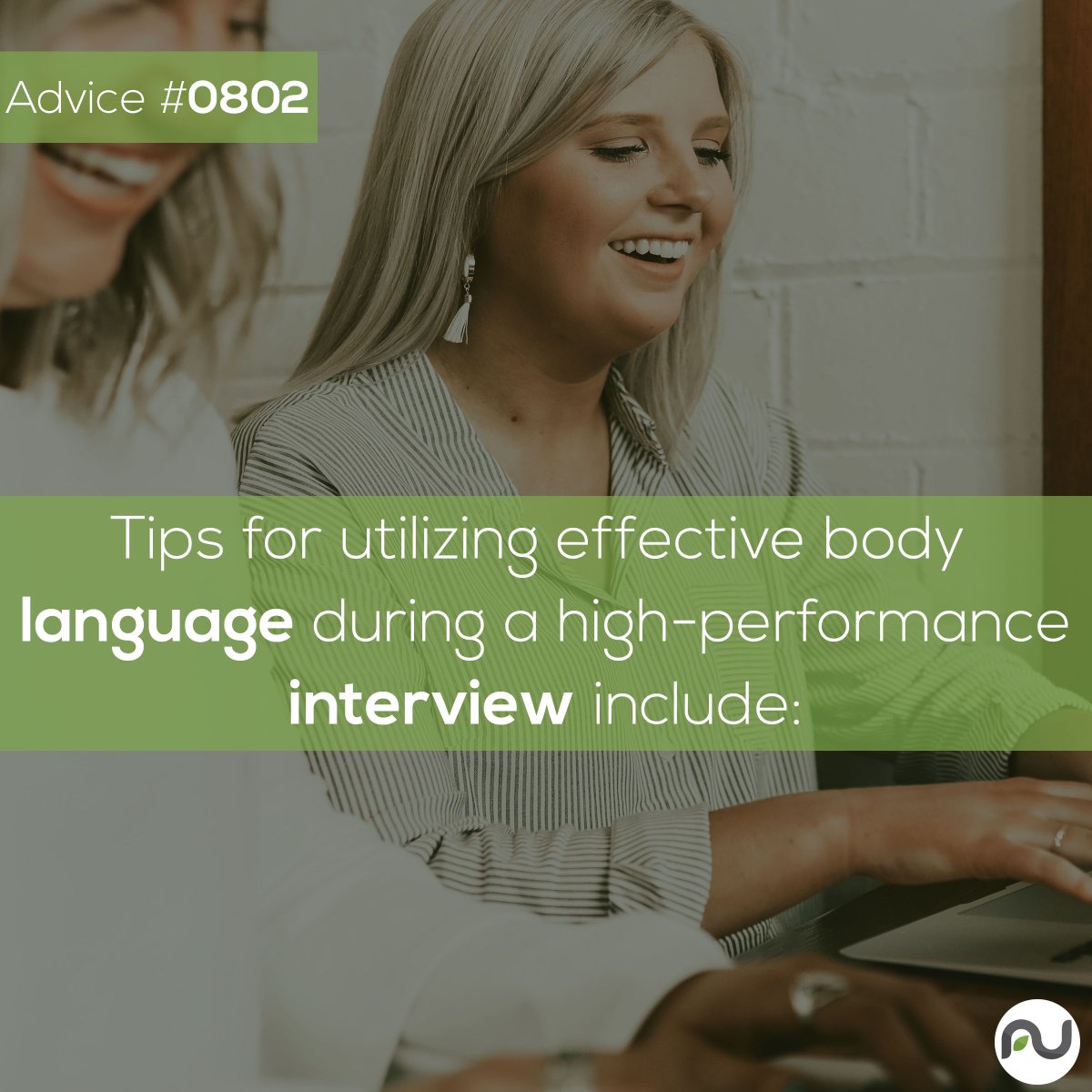 Advice #0802: An individual's nonverbal communication can provide insight into their thoughts, actions, and emotions. Presenting oneself poised and collected during an interview can make a positive impression and increase the likelihood of success.

#interviewadvice  #jobsearch