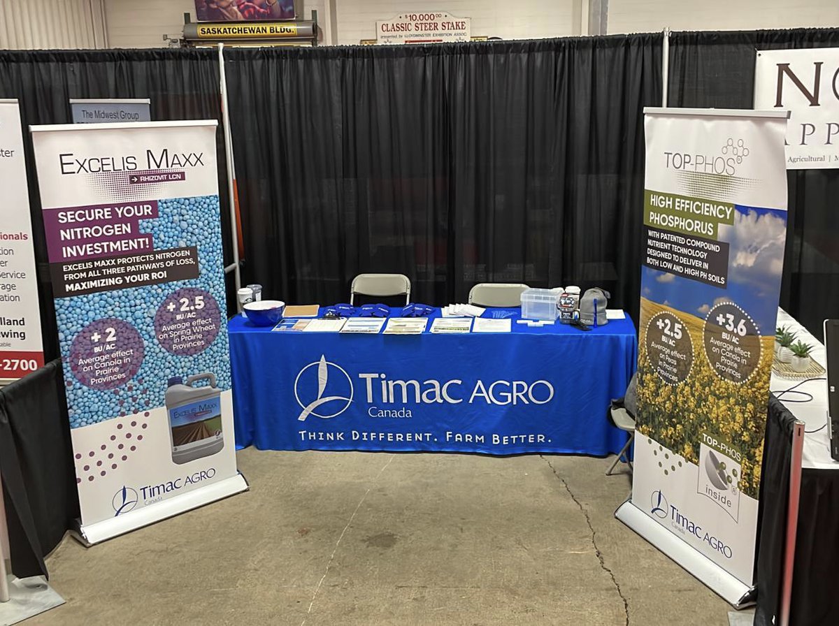 Our booth is all set-up at Agri-Visions in Lloydminster today and tomorrow! We're excited to show you how our line-up of products will help you #FarmTheFuture in 2023 and beyond.

You can find us at Booth 108 in the Dick Jones Sales Pavilion! ca.TimacAgro.com
