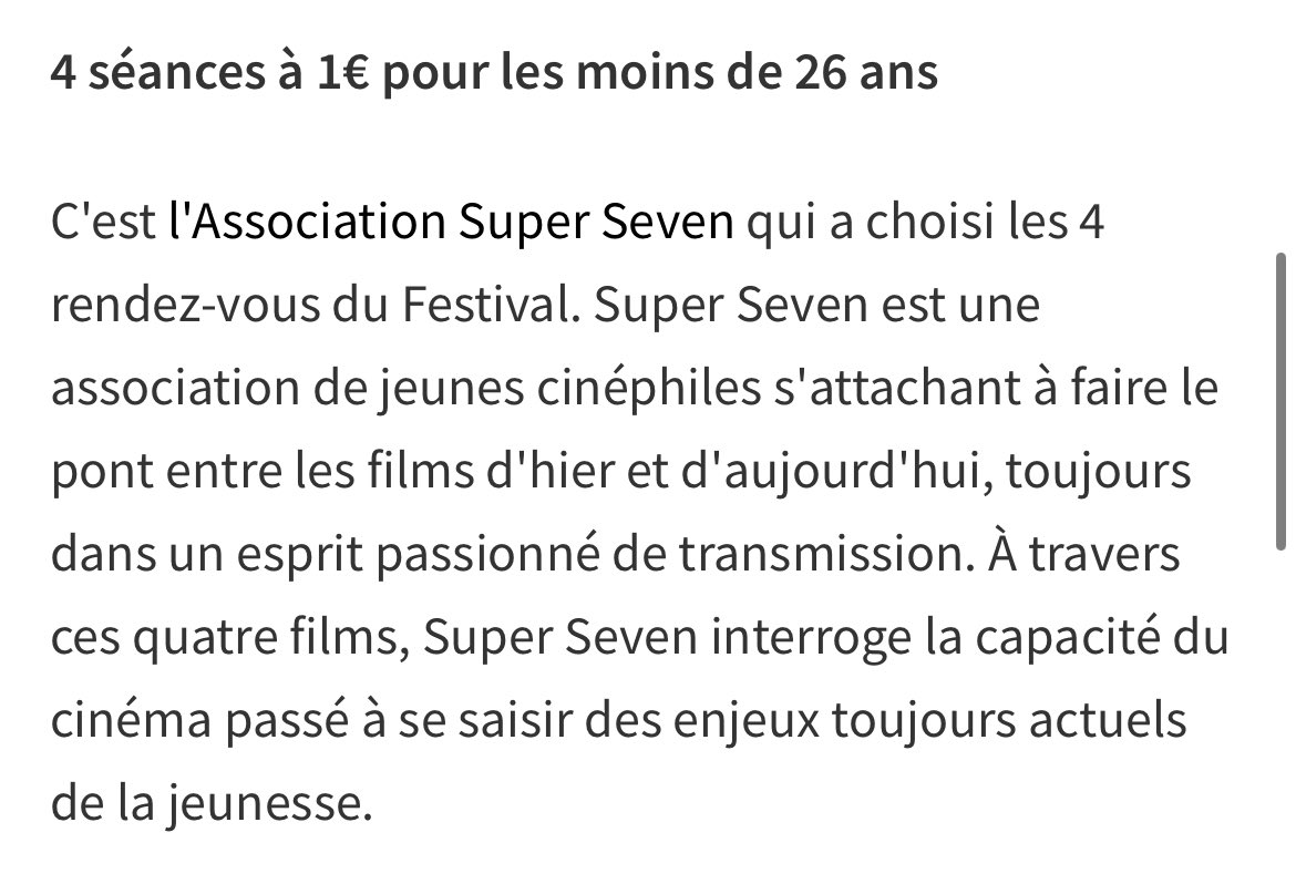 ⚠️ Grosse Annonce !

Super Seven devient partenaire de la <a href="/cinemathequefr/">La Cinémathèque</a>, sur les séances destinées aux jeunes 🥰

Plus d'informations à venir demain sur notre sélection via leurs réseaux et site internet !!