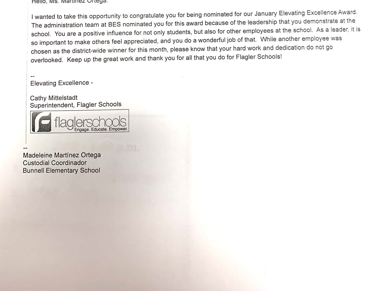 Job well done Ms Madeline!! Nominated for Elevating Excellence! Your hard work does not go unnoticed.  #onefamilyoneteam