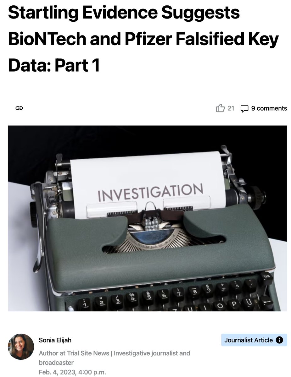 DaanDeWit's tweet image. 'Startling Evidence Suggests BioNTech and Pfizer Falsified Key Data: Part 1'

#Blotgate

trialsitenews.com/a/startling-ev…

'In Part 2, I investigate the scandal known as #Humpgate [...]'
