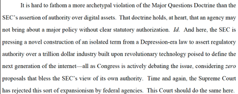 milesjennings's tweet photo. To date, the SEC has avoided pushing to apply Howey to secondary txs against strong opponents (LBRY/Ripple) bc they know the case law is hard.
Instead, they've chosen Wahi and Avi, who have less of a reason to fight. Just read Wahi's MTD filing, and they came out swinging. 🥊🤼 https://t.co/pAeQNiPOdb