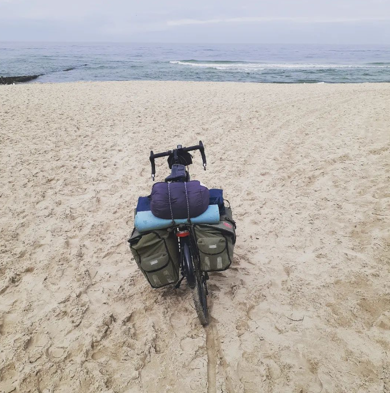 FreePedaling's tweet photo. Pushing the #bicycle through the #sand wasn't easy. But in the end it was totally worth it.

#cycling #biketouring_community #biketouring #biketour #biketours #beach #sea #campimg #summer #ocean https://t.co/hjaqh9wo9E