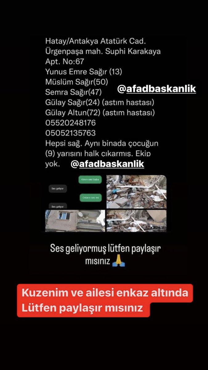 eakiiiiin's tweet photo. Arkadaşımın kuzeni ve ailesi ses geliyormuş acil https://t.co/DRsTaewQlf