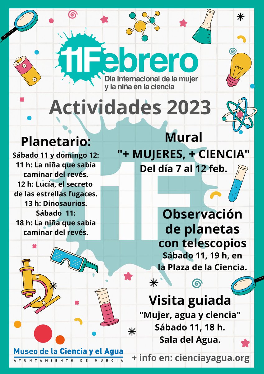 Museociencia's tweet photo. Este 11 de febrero celebramos el Día Internacional de la Mujer y la Niña en la Ciencia con este programa de actividades, además de las que estamos realizando con los centros educativos que nos visitan. Y ya puedes ver el mural en nuestra entrada.
#11F #DiaMujerYNinaEnCiencia https://t.co/h8pTq4ZNrC