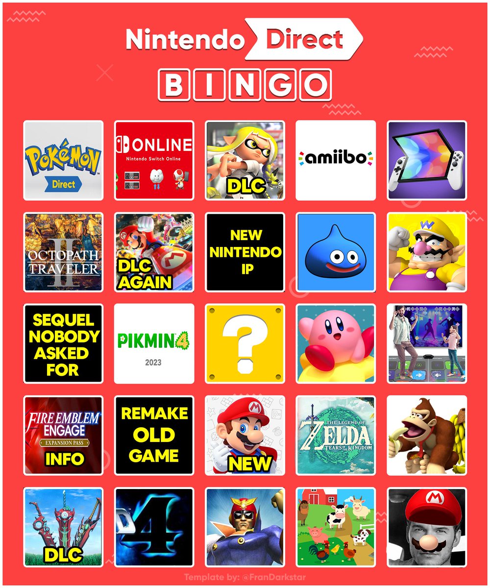 Nintendo Direct - June 2023 Bingo