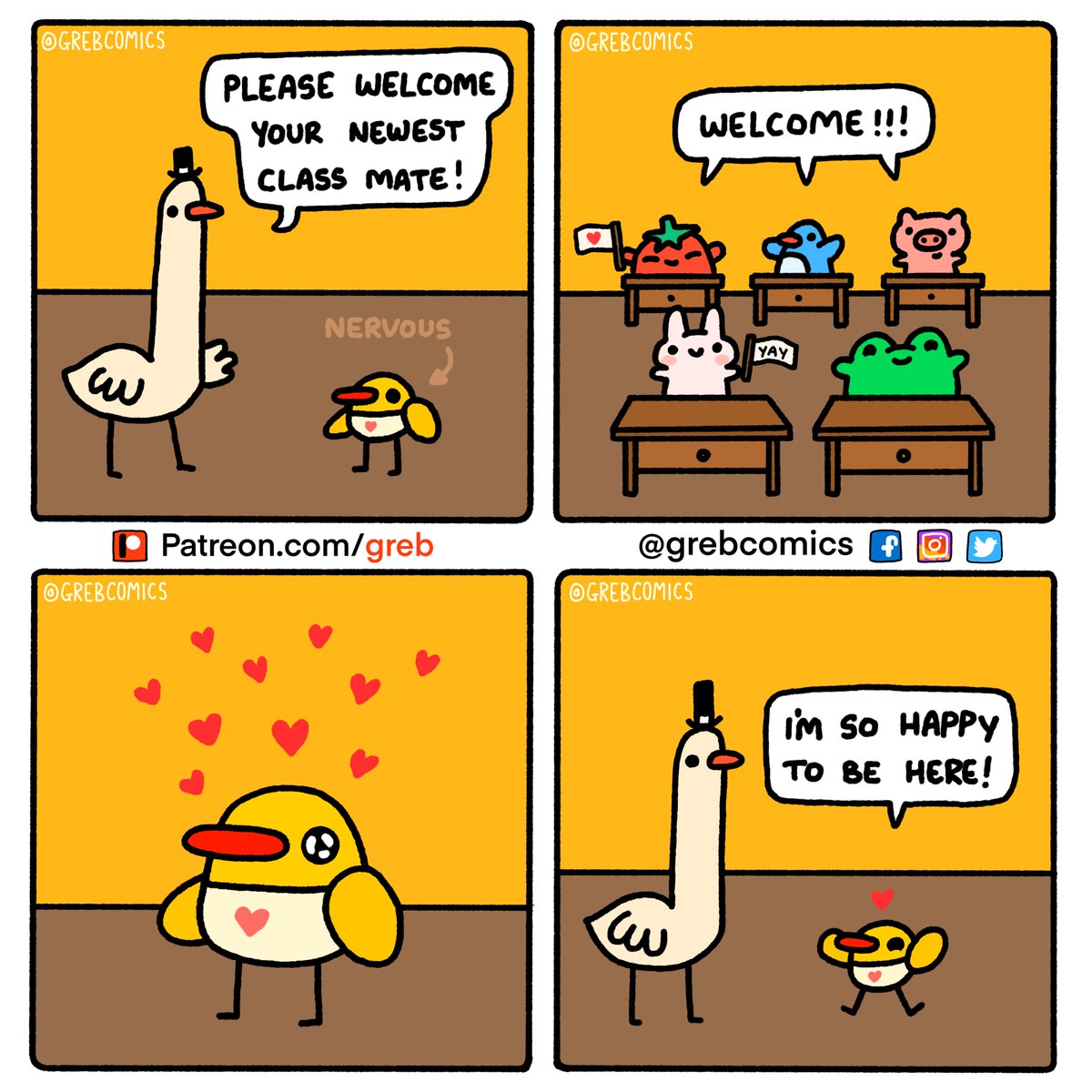 GrebComics's tweet photo. Baby Duck meets her new class mates! 🐥 https://t.co/14IHDpbqXs