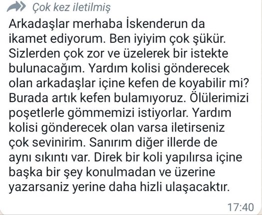 Kolilere kefen isteği de çok geliyor. DİKKATİNİZE @AKUT_Dernegi <a href="/DepremDairesi/">AFAD Deprem</a> <a href="/AFADBaskanlik/">AFAD</a> <a href="/AFAD_gonullu/">AFAD Gönüllülük Sistemi</a>