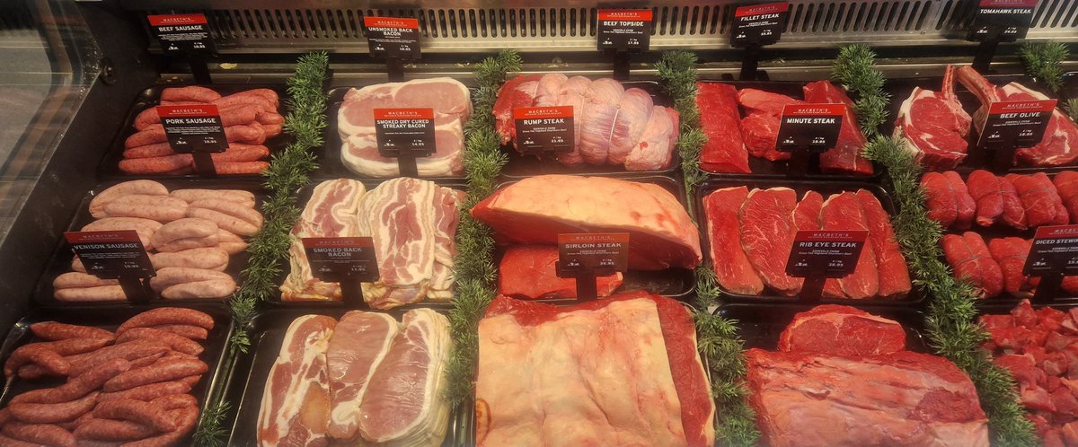 Macbeths's tweet image. Topped up the cabinet today with some meaty goodies. Pop into our #Forres shop and the team will be delighted to help.