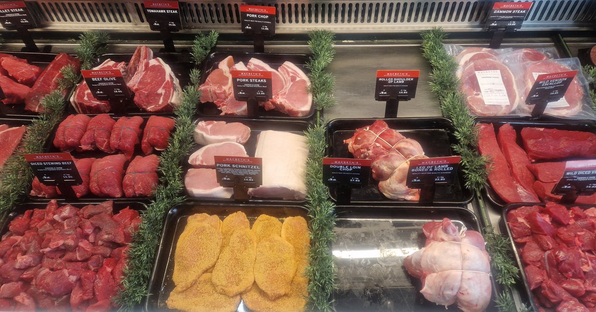 Macbeths's tweet image. Topped up the cabinet today with some meaty goodies. Pop into our #Forres shop and the team will be delighted to help.