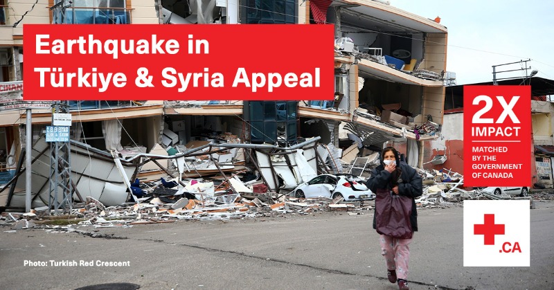 redcrosscanada's tweet photo. Red Cross and Red Crescent teams are on the ground in Türkiye and Syria supporting search and rescue efforts and providing basic needs, warmth, and shelter. Eligible donations will be matched by the Government of Canada to a maximum of $10 million from Feb 6-22, 2023.