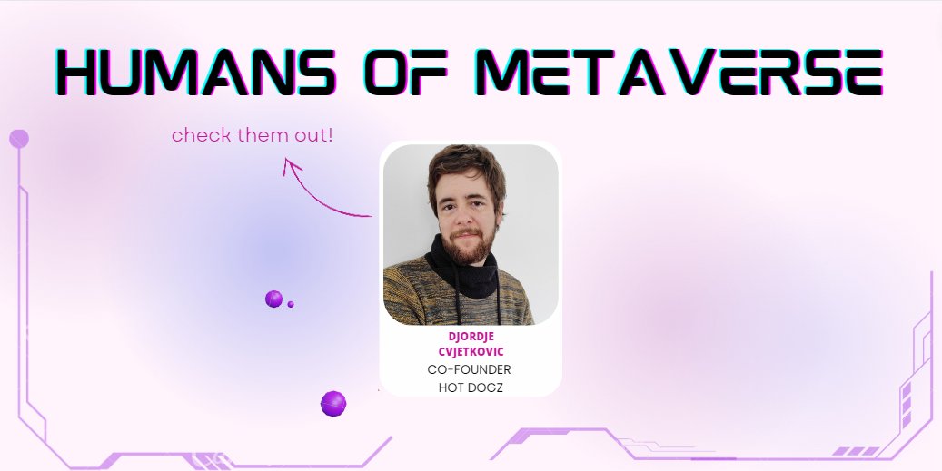 NFT_pulp_'s tweet photo. 🚀 Humans of Metaverse #2
Featuring, Djordje Cvjetkovic @Gr1nder4l1fe, CoFounder of @HotDogzVerse ~ cute and adorable 🐶 https://t.co/Nm3qjscQmp