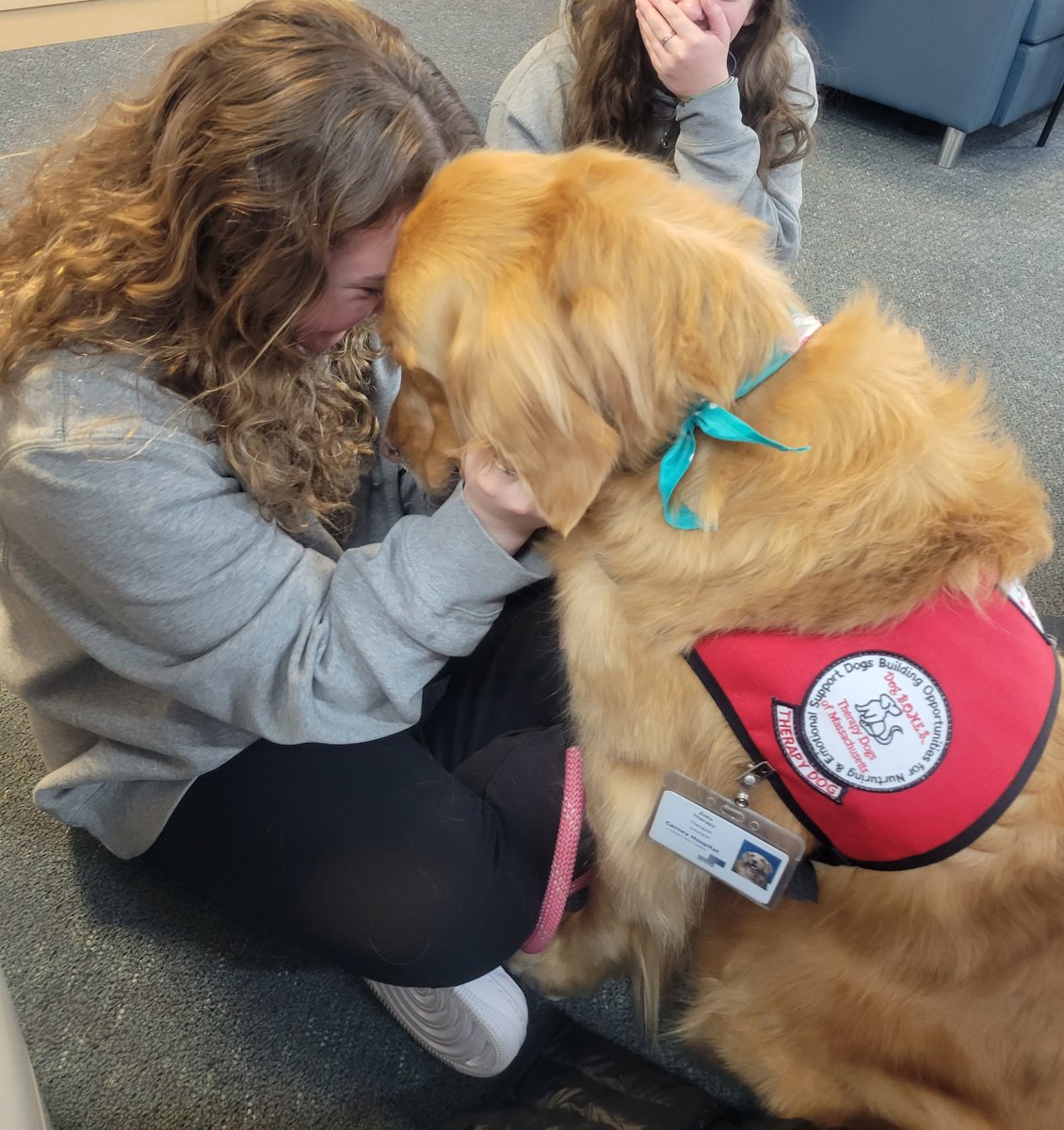 SL_Guidance's tweet photo. We welcomed students into the Library during our lunch block today as part of our "Warm Wednesday" activity to spread happiness throughout the school each Wednesday this month.  They were given the opportunity to spend time with our therapy dog teams! https://t.co/fNrmRyzWgx