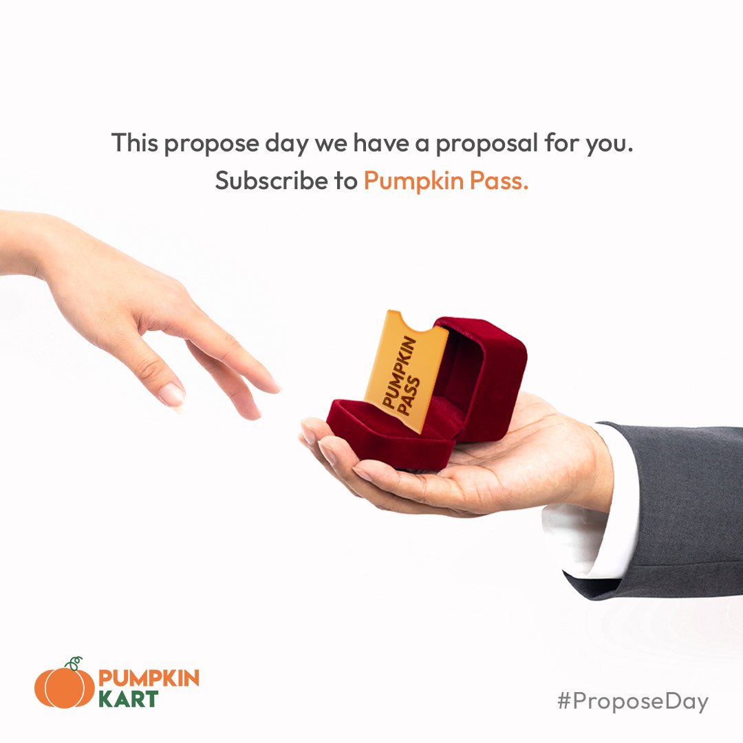 Pumpkinkart's tweet photo. Say “YES” to Pumpkin Pass today!
.
.
.
#proposeday #valentinesday #valentinesweek #valentinesgift #pumpkinkart #fooddelivery #grocerydelivery #alcoholdelivery #southasianfood #torontoeats #mississaugaeats #bramptoneats #memes #deliverysubscription #pumpkinpass https://t.co/o3lTpqULJF