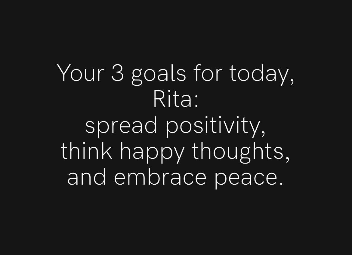 These are my three (3) goals for today #Godisworking