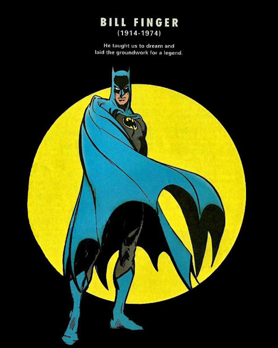 HistoftheBatman's tweet photo. Happy 109th birthday to the legend, Bill Finger (February 8, 1914 - January 18, 1974), co-creator of ‘the Bat-Man’ along with #Batman mythos figures and iconography such as Robin, Joker, Catwoman, the Batmobile, &amp; Gotham City. #BillFinger #DC 

🖼️: Batman in the Seventies (1999) https://t.co/EUmuF5Ulr8