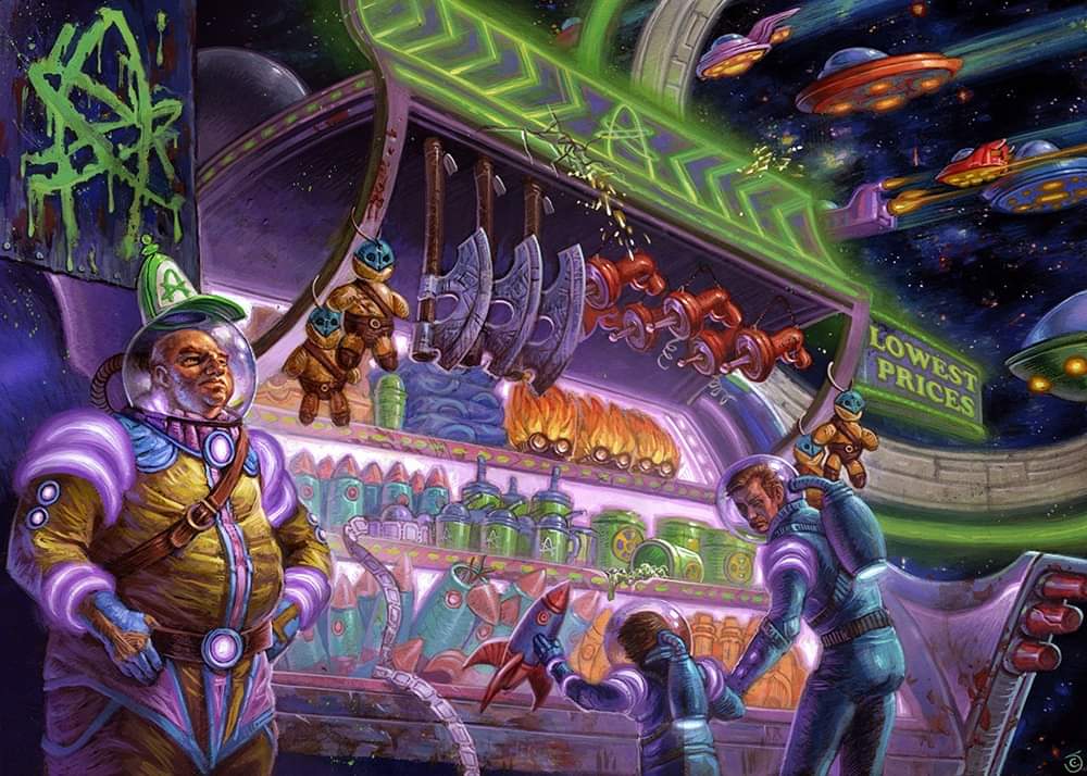 chrisseamanart's tweet photo. This was a fun one to come up with Planeswalker souvenirs. #mtg #mtgunfinity #scifi
Exit Through the Grift Shop
Magic the Gathering Un-finity https://t.co/tzaCMeYczY
