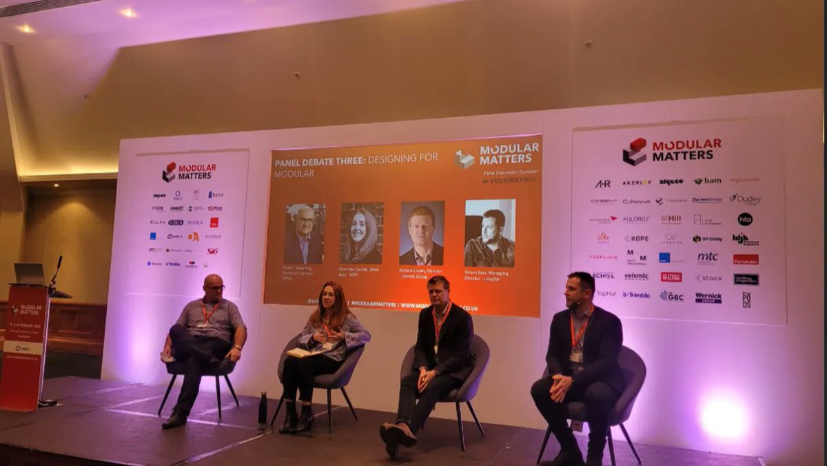 KOPEai's tweet photo. Another successful #modularmatters ends with the final panel with DfMA lead @CharlotteG_1041, Richard Crosby & Simon Reid, led by Andy King of @MPBAUK & @WernickGroup on “Designing for Modular”.Thank you #modularmatters & @ExploreOffsite other great event!
📸 @ExploreOffsite https://t.co/oBX7SH36ol