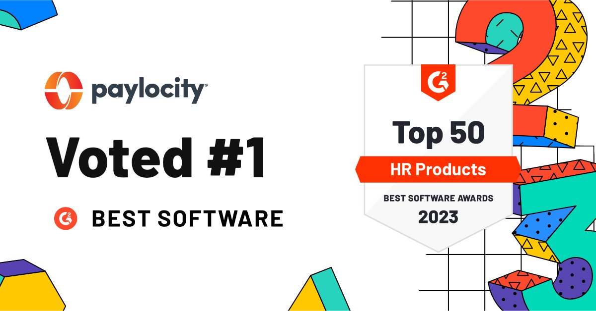 chrystalrogers0's tweet photo. The results are in: Paylocity has been recognized in G2's 2023 Best Software Awards - Placing #1 in the Best HR Products category! #pcty #ForwardwithPCTY https://t.co/0FyMwPkeY5