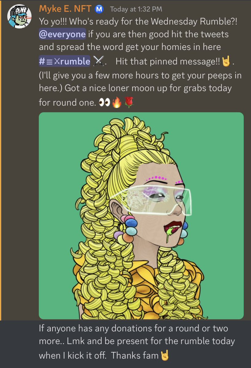 mikeynyce15's tweet image. Ay yo!! Happy hump day! Ill be poppin off weekly Rumble in #gutterpunks discord later Until then get in @gutterpunksnft and hit the pinned message ⚔️. First prize is a loner moon from the @lonergirlNFT rounds to follow maybe a @PixieJarsNFT piece or a #lepp  @Darlene_Pizarro