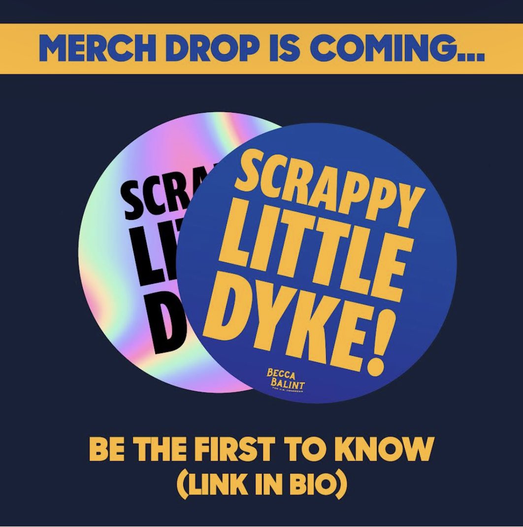 BeccaBalintVT's tweet photo. You asked, we answered. 
Scrappy Little Dyke merch coming soon!

Be proud, be yourself, be scrappy.💪

Sign up at the link to get yours! 
https://t.co/ehG4FLpybb https://t.co/ai5Pnw2Or4