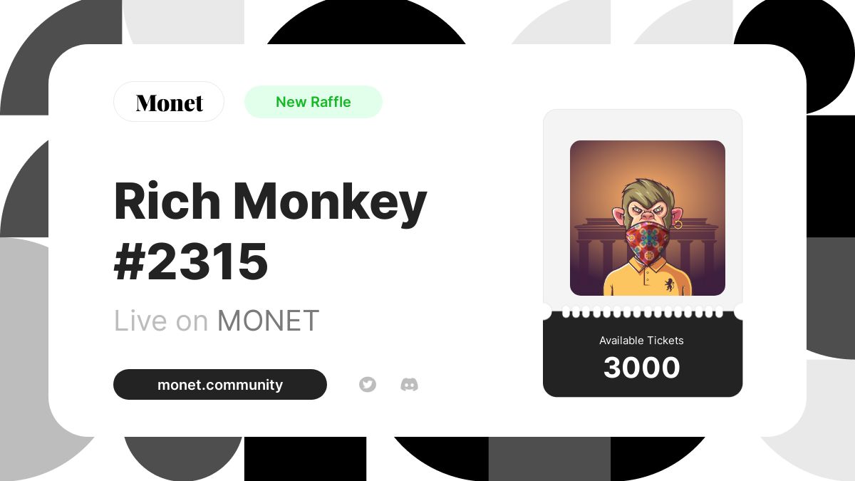 RICH MONKEY ISLAND | OX SQUAD HUB | $BONK (@richmonkeyinc) on Twitter photo Raffle is live for RMI NFT #2315 on <a href="/MonetSAC/">Monet | Community, Raffles, and Solana</a>
monet.community/r/cldup7rmu845… Raffle is live for RMI NFT #2315 on <a href="/MonetSAC/">Monet | Community, Raffles, and Solana</a>
monet.community/r/cldup7rmu845…