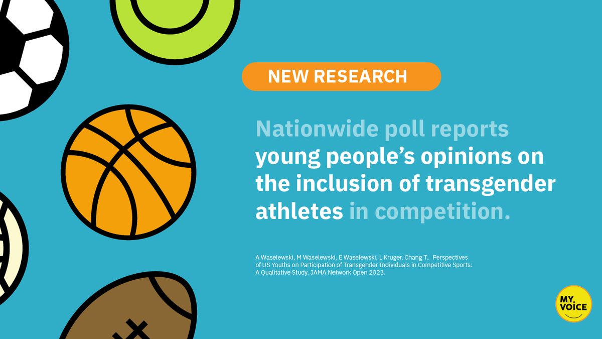 MyVoiceYouth's tweet photo. 1/
Out now in @JAMANetworkOpen: the results of our poll asking young people across the country what *they* think about the inclusion of athletes who are transgender in competition. 

The results? 
https://t.co/kusIAoA7cz https://t.co/yKhD1msm1i
