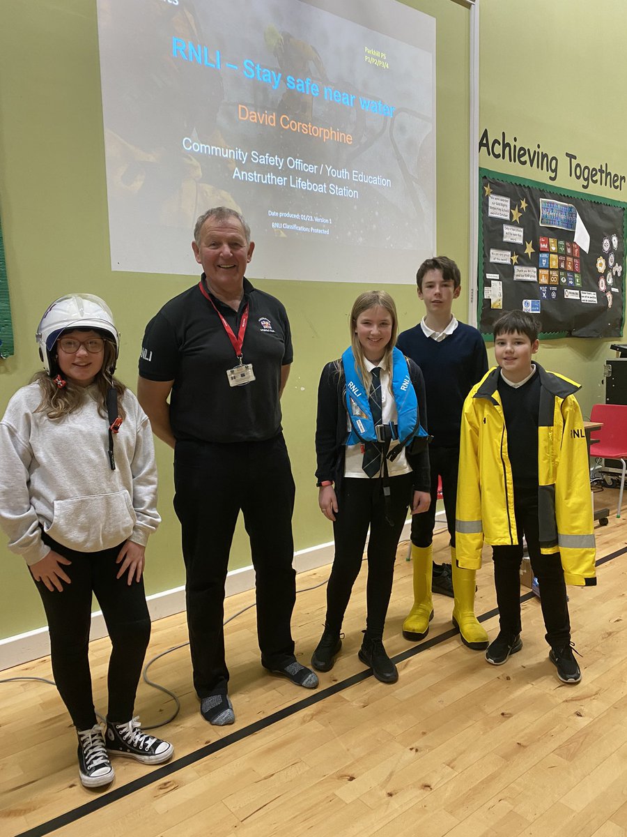 Thank you to David from Anstruther RNLI who spoke at assembly about the work they do and how we stay safe near water. @AnstrutherRNLI #learningtogther - achieving together